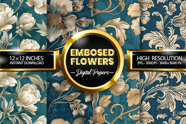 Embosed Flower Digital Papers Graphic by Hurairagraphics · Creative Fabrica