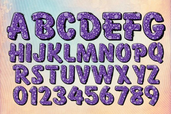 Halloween Purple Dot Font PNG with transparent background - Preview 1