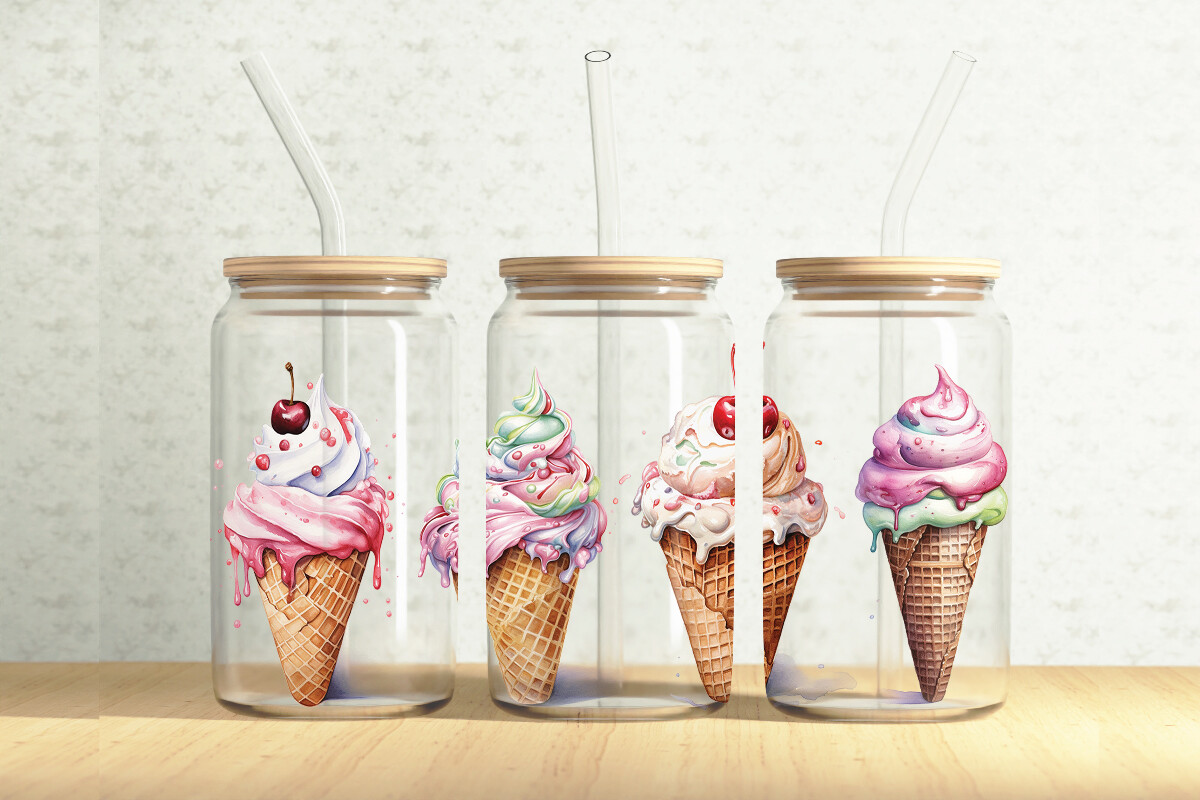 Ice Cream 16oz Glass Can Wrap Graphic by Creationx Space · Creative Fabrica