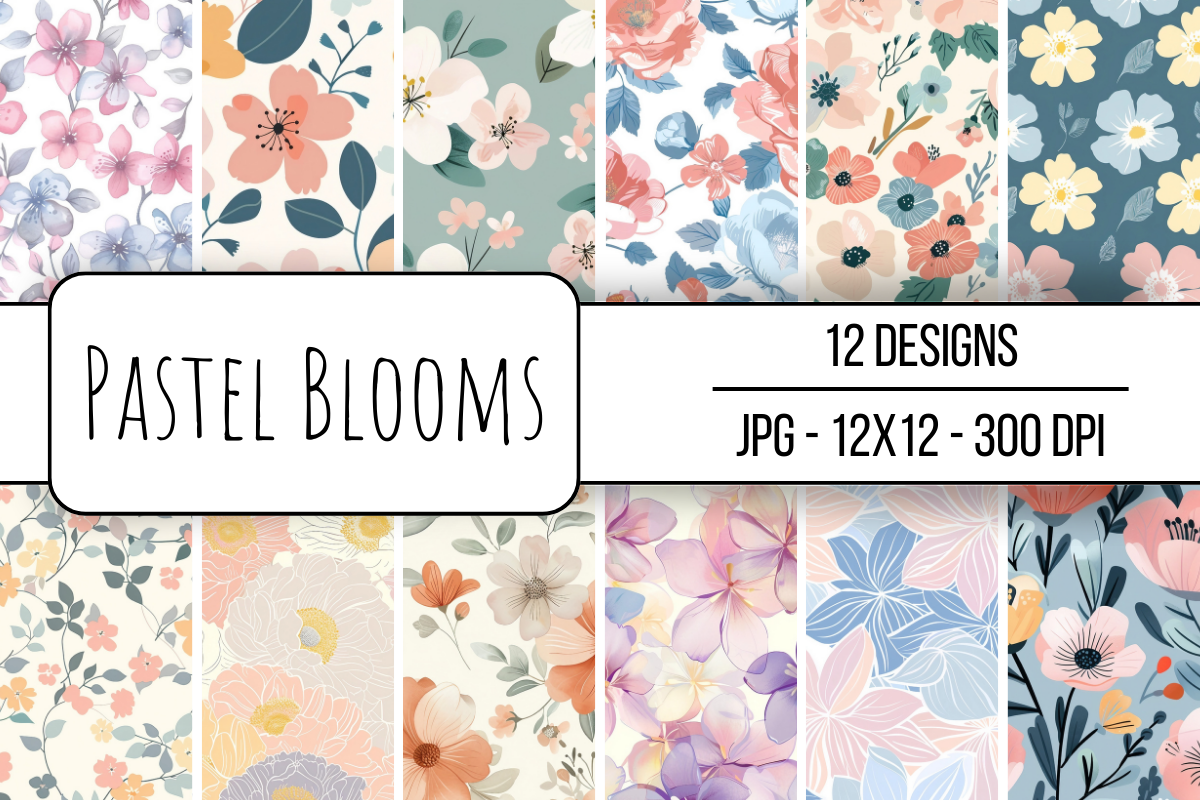 Pastel Blooms Seamless Pattern Graphic by Juniper Moon · Creative Fabrica