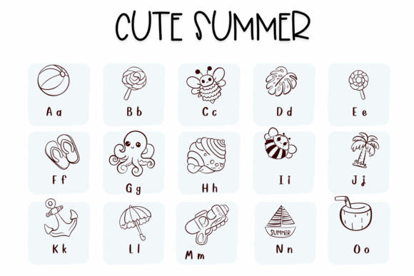 Cute Summer Font PNG with transparent background - Preview 1
