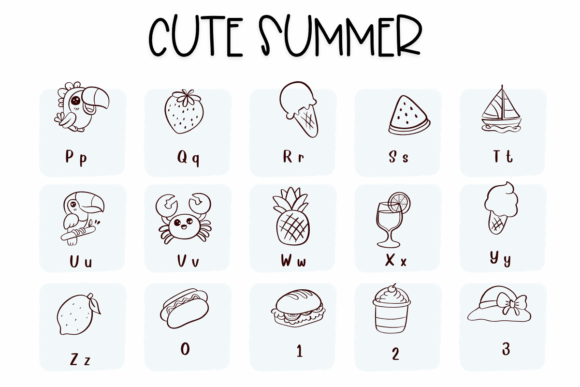 Cute Summer Font PNG with transparent background - Preview 2