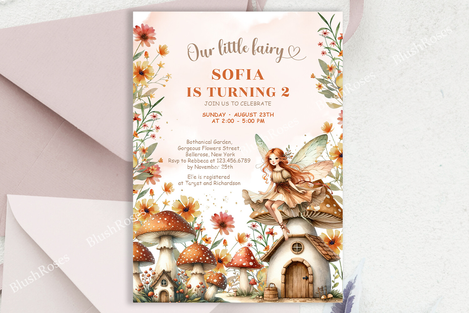 Fairy Mushroom Forest 1st Birthday Invit