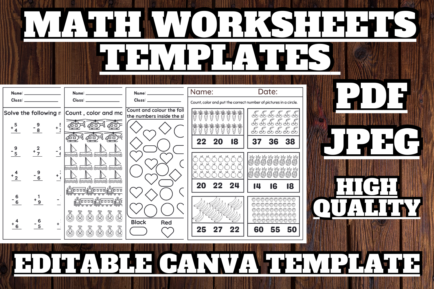 Math Worksheets for Preschool cover