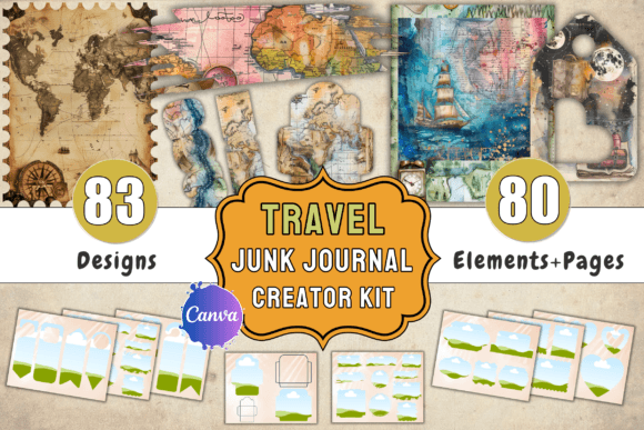 Travel Junk Journal Kit + Canva Template