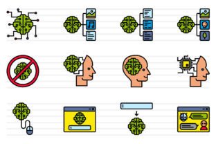 50 Artificial Intelligence Color Icons Graphic by borisfarias ...