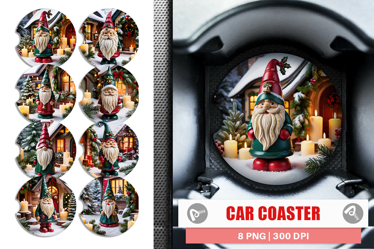Car Coaster Christmas Gnome Graphic by Artnoy · Creative Fabrica