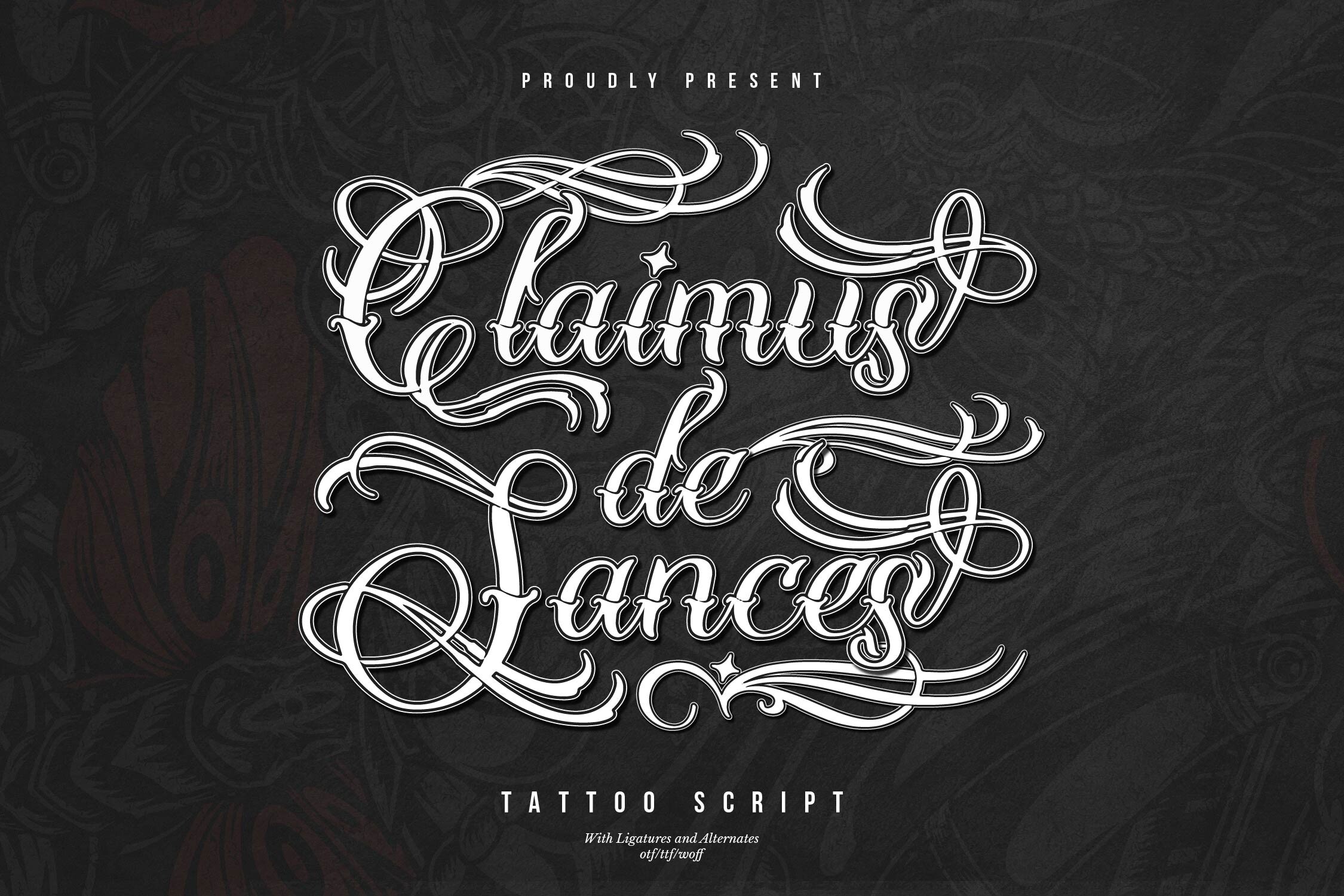 Claimus De Sances preview: elegant cursive tattoo script
