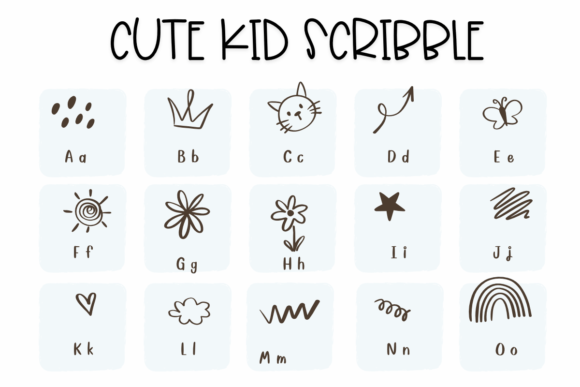 Cute Kid Scribble Font PNG with transparent background - Preview 1