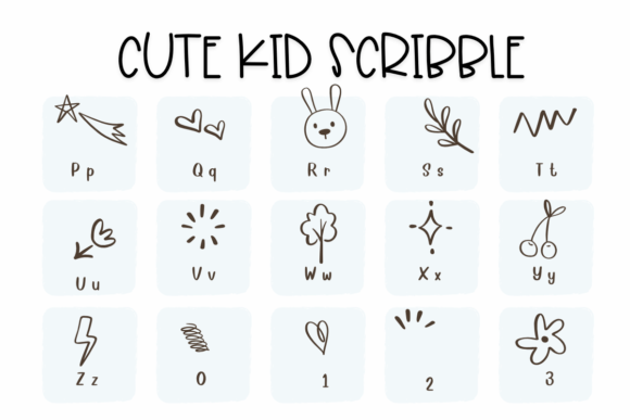 Cute Kid Scribble Font PNG with transparent background - Preview 2