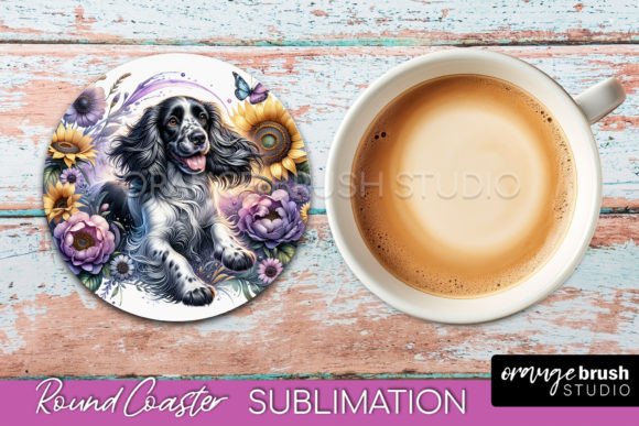 English Springer Spaniel Coaster PNG watercolor sublimation coaster