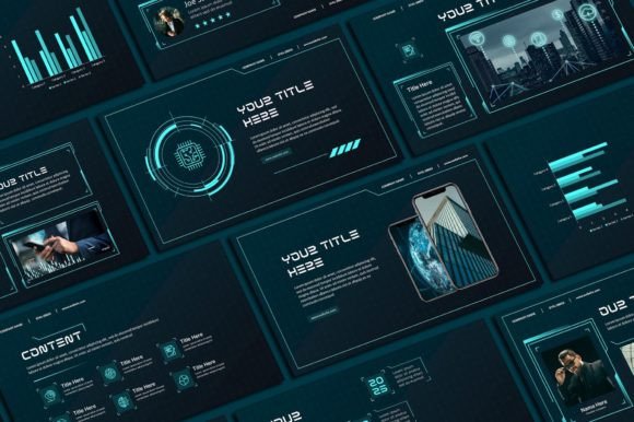 Preview of Hologram Technology Powerpoint Template technology presentation template