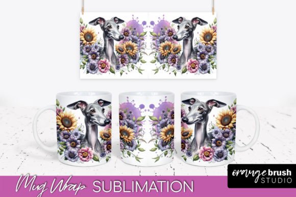 Italian Greyhound Mug Wrap PNG watercolor sublimation design