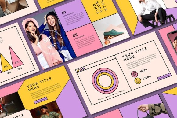 Line Retro Powerpoint Template with Futuristic Aesthetics