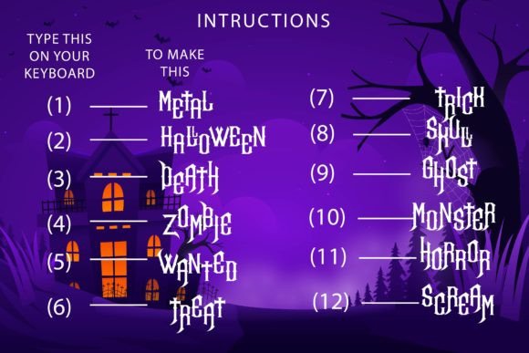 Metal Halloween Font PNG with transparent background - Preview 4