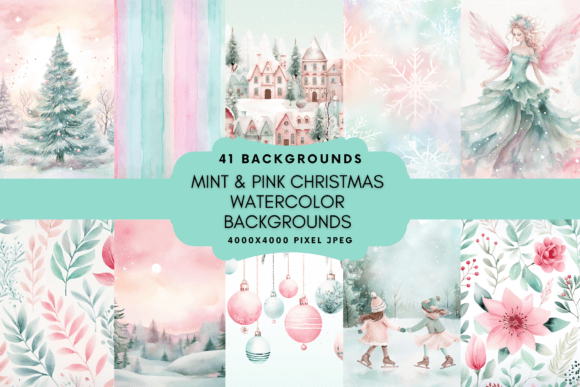 Mint & Pink Christmas Backgrounds