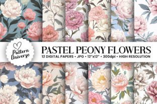 Pastel Peony Flowers Digital Papers Graphic by Pattern Universe ...