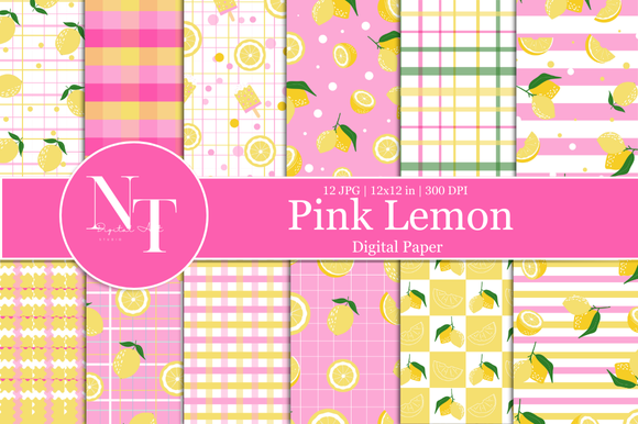 Pink Lemon Digital Paper Graphic by Nam Tiwa · Creative Fabrica