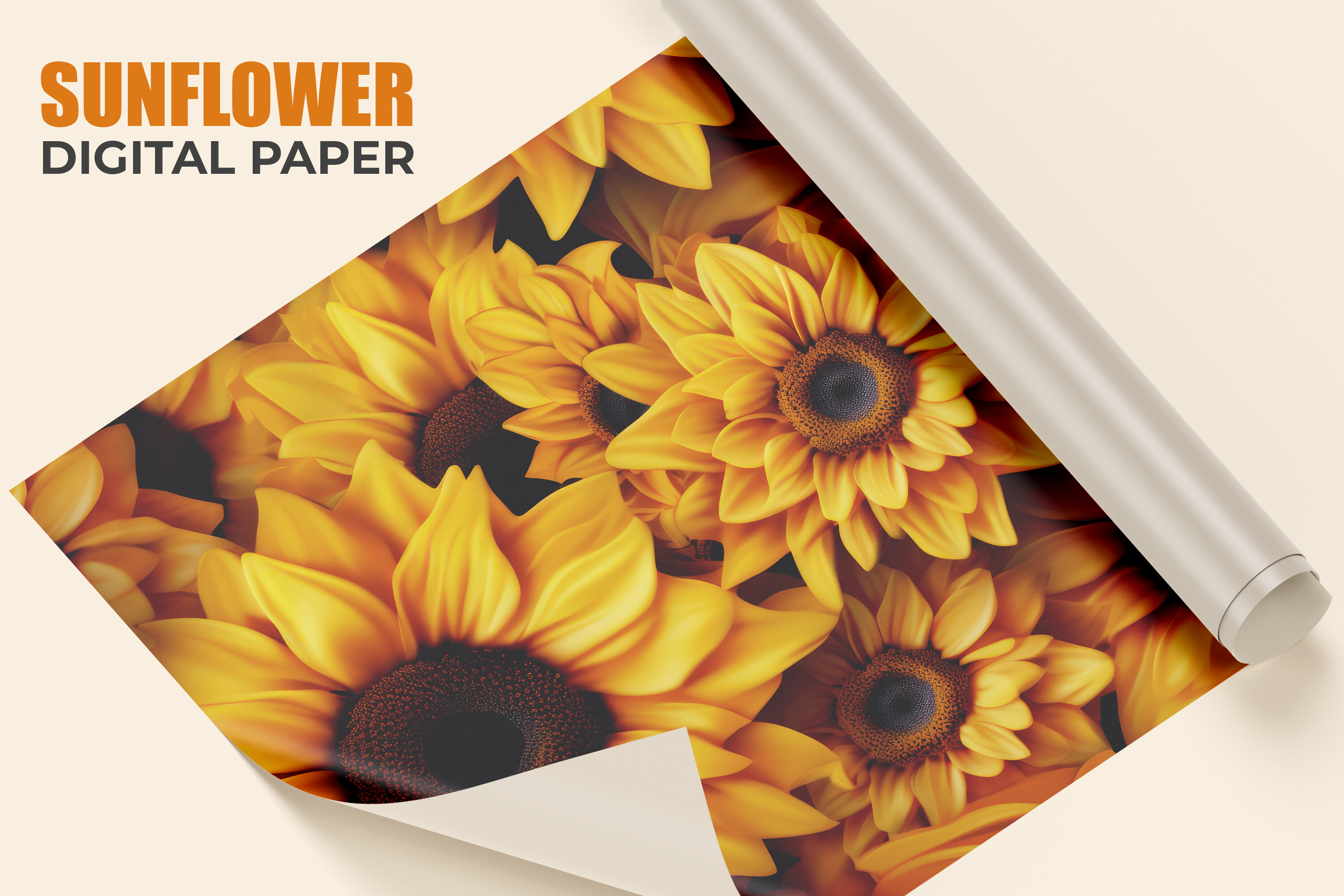 Sunflower Digital Paper Graphic by Creative World · Creative Fabrica