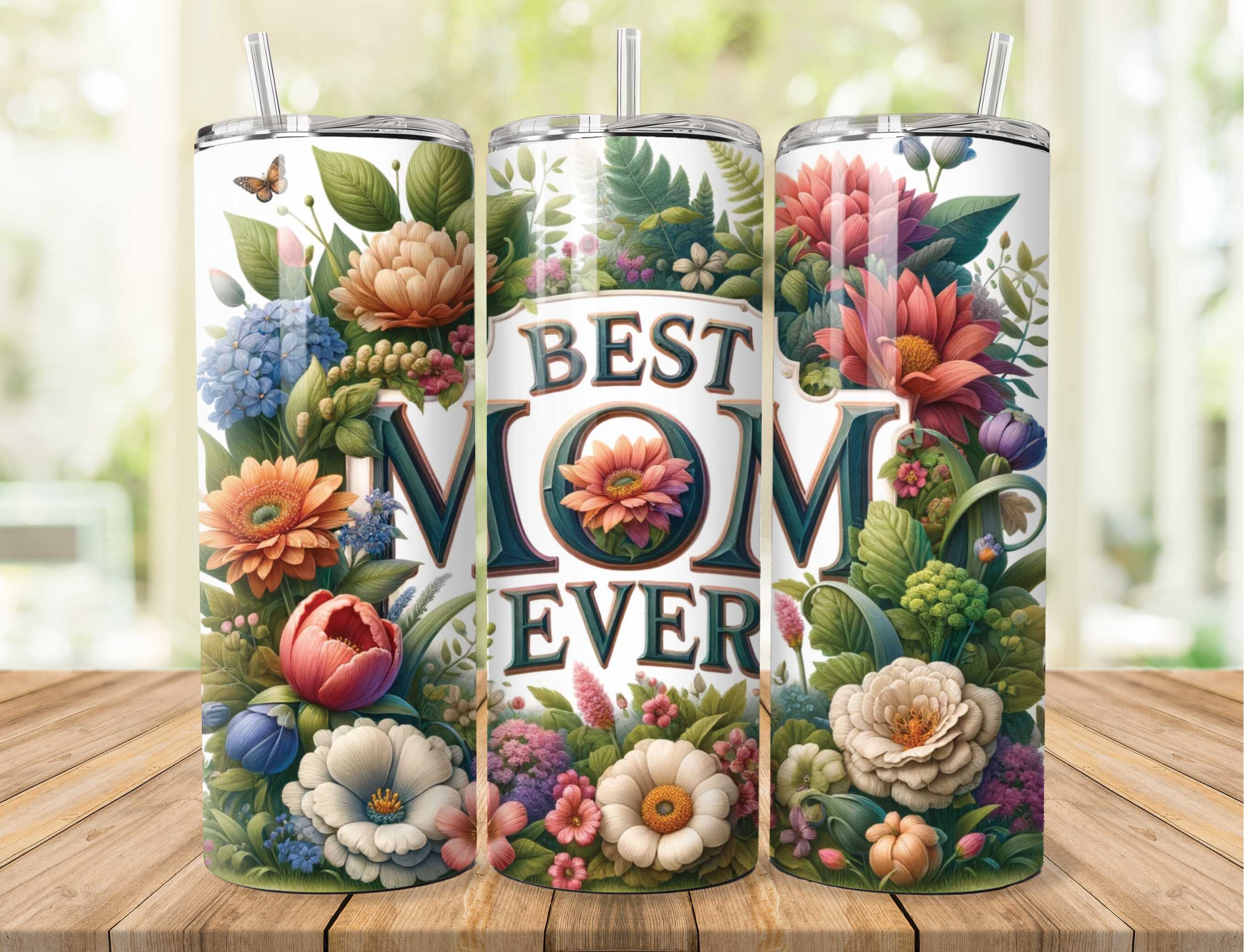 Best Mom Ever Floral Tumbler Wrap Graphic by Farook Art · Creative Fabrica