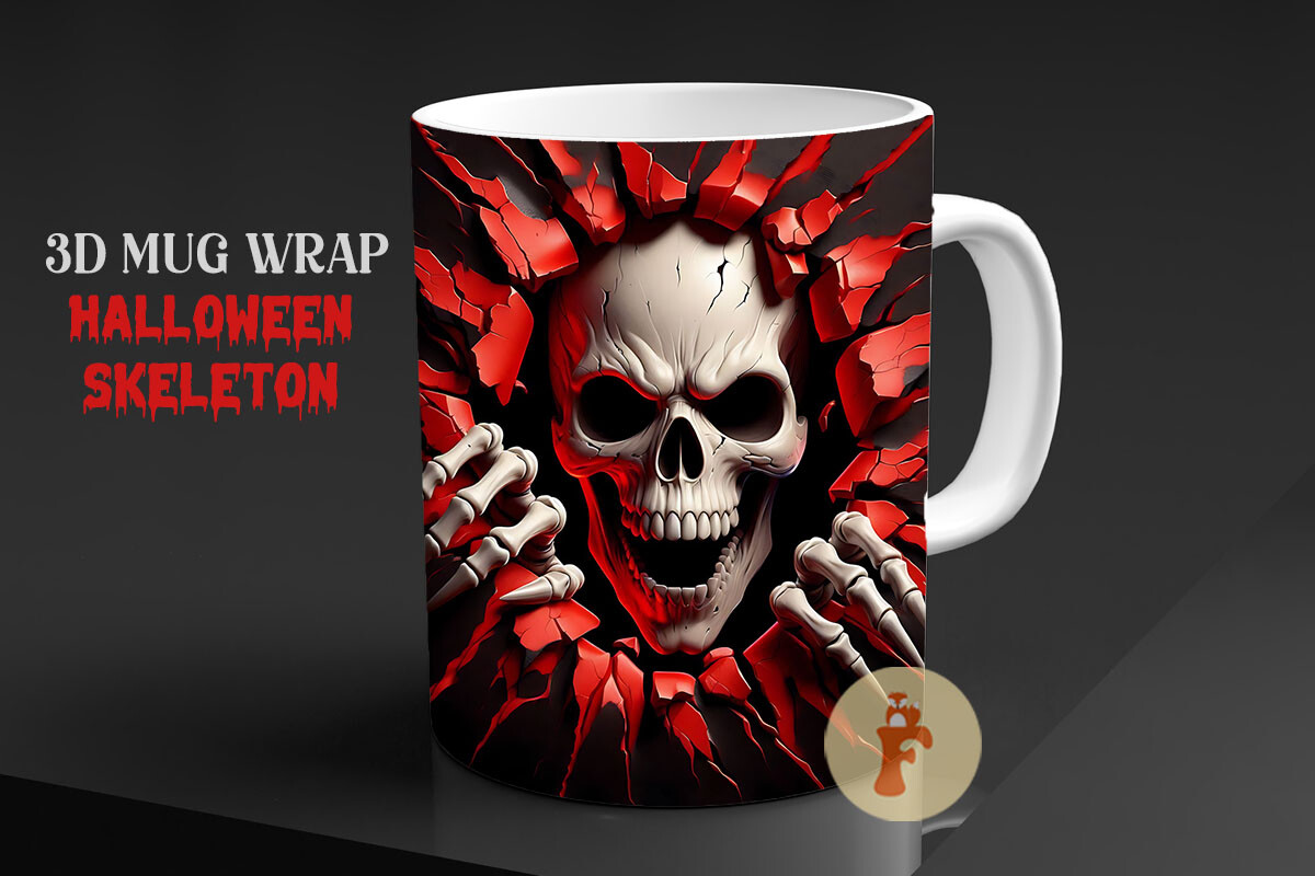 Halloween Skeleton 3D Mug Wrap PNG Graphic by Foxmia · Creative Fabrica