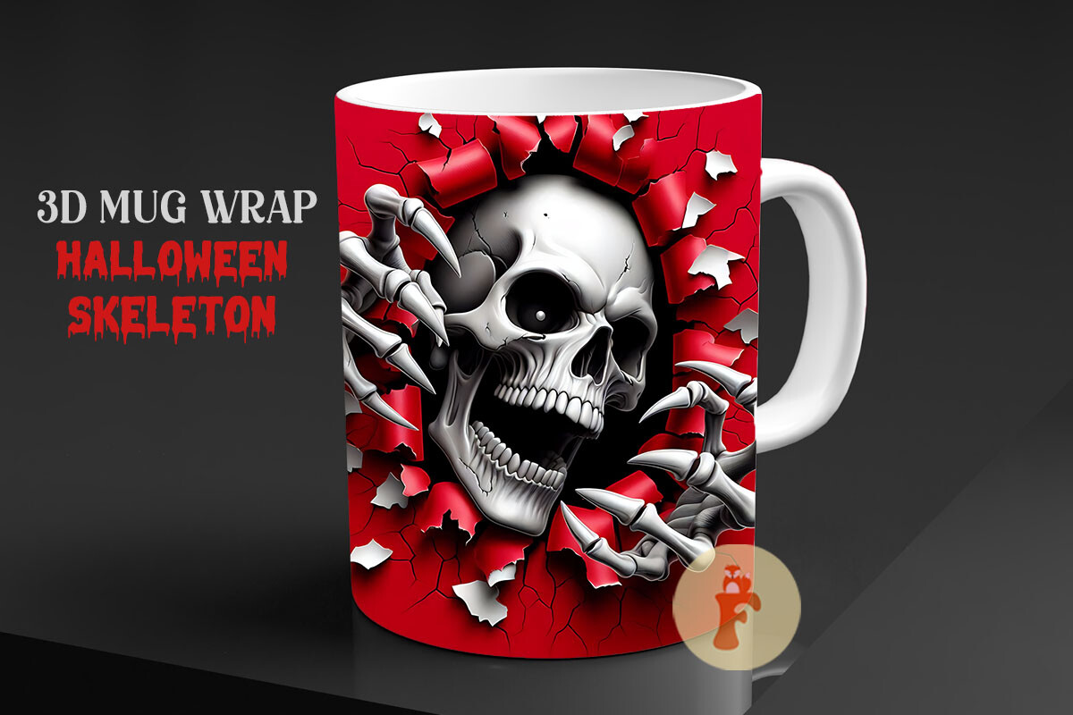 Halloween Skeleton 3D Mug Wrap PNG Graphic by Foxmia · Creative Fabrica