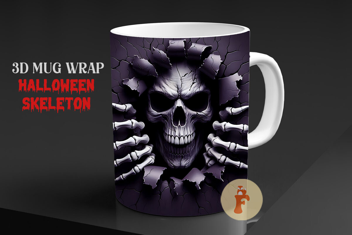 Halloween Skeleton 3D Mug Wrap PNG Graphic by Foxmia · Creative Fabrica