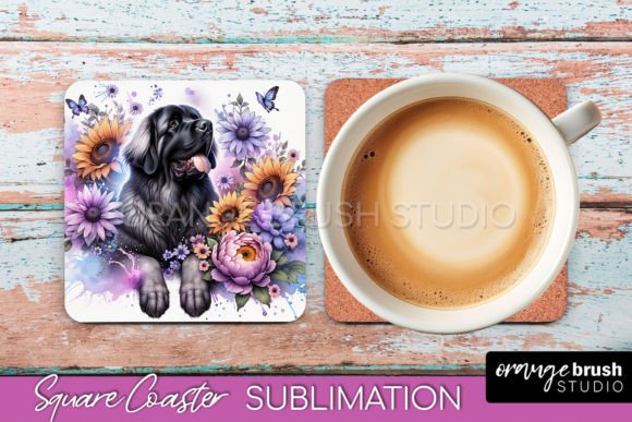 Leonberger Coaster PNG watercolor for sublimation coasters