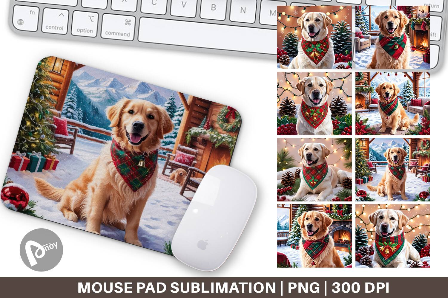 Mouse Pad Holiday Dog Christmas Graphic by Artnoy · Creative Fabrica