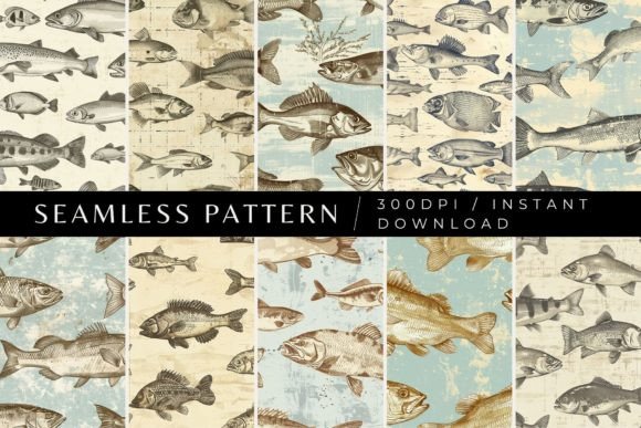 Vintage Fish Seamless Patterns Graphic AI Patterns By Inknfolly