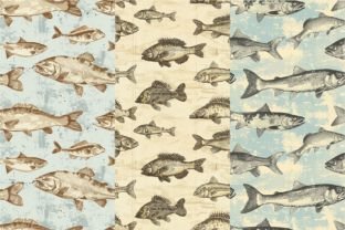 Vintage Fish Seamless Patterns Graphic by Inknfolly · Creative Fabrica