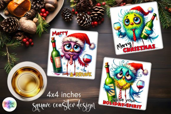 Funny Christmas Cat Coaster Graphic by Designs by Ira · Creative Fabrica