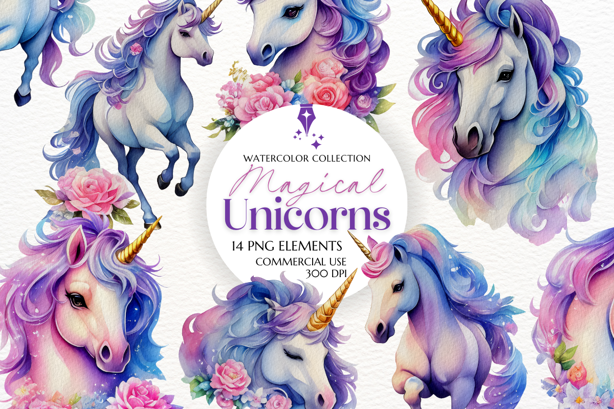 Magical Unicorns Clipart Graphic by HouseOfClipart · Creative Fabrica