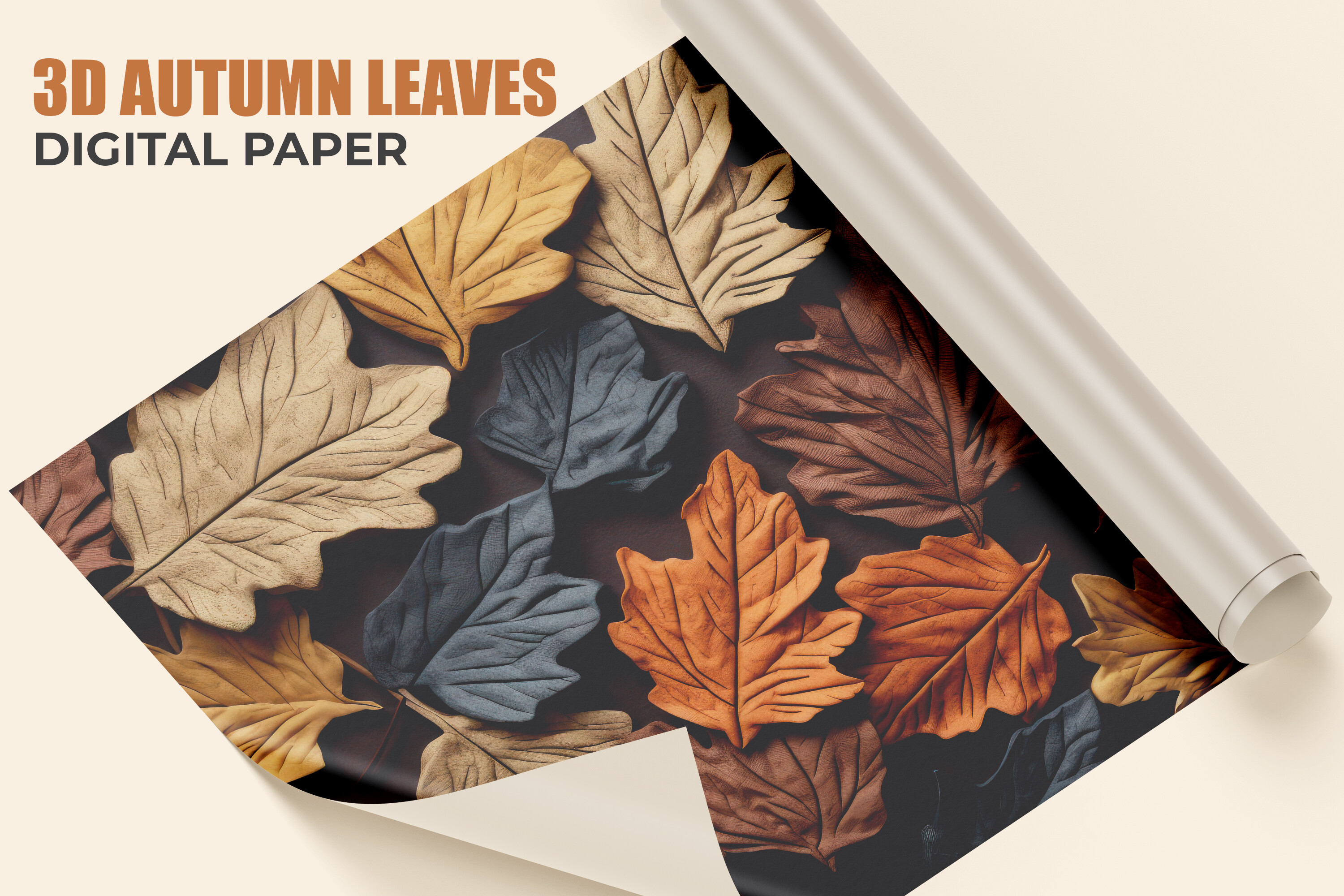 3D Autumn Leaves Digital Paper Graphic by Creative World · Creative Fabrica
