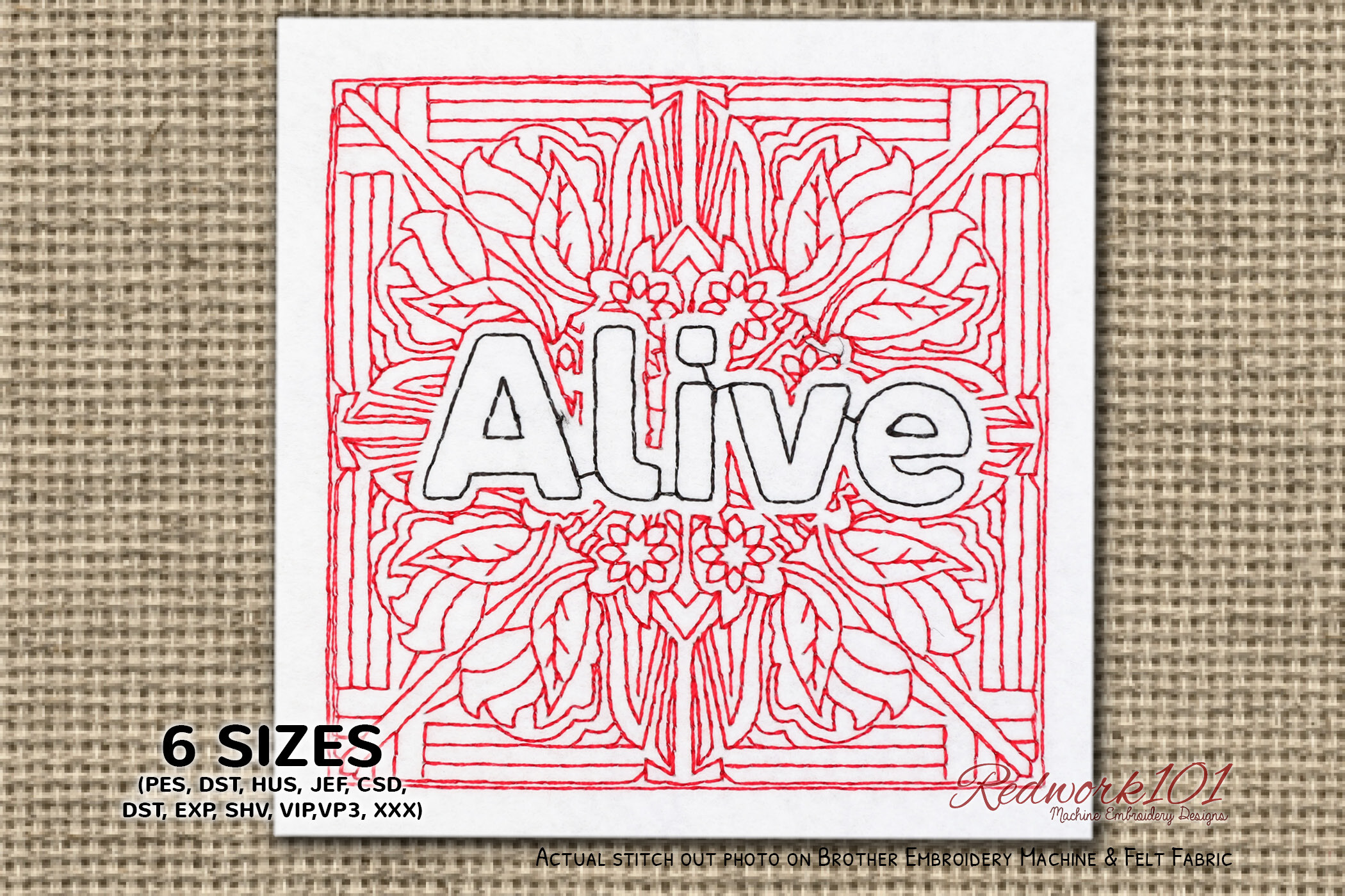 Alive Word Bluework Embroidery