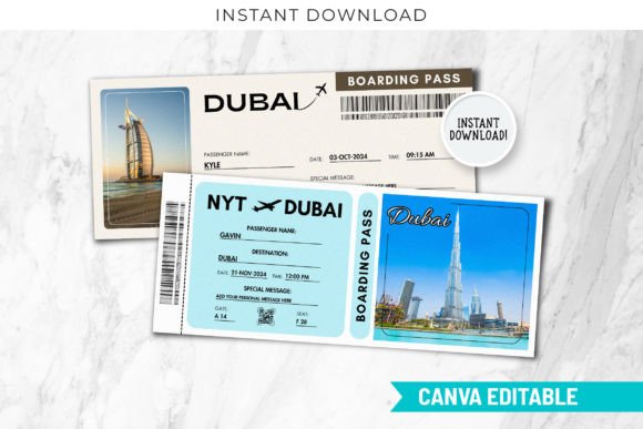 Dubai Surprise Boarding Pass Template