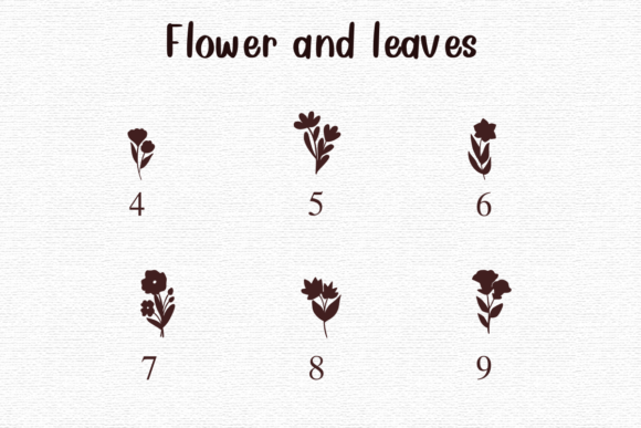 Flower and Leaves Font PNG with transparent background - Preview 3