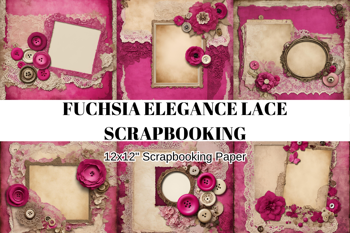 Fuchsia Elegance Lace Scrapbooking Paper Graphic by Jacky Studio ...