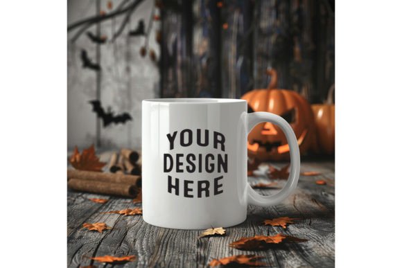 Halloween White Mug Mockup Graphics