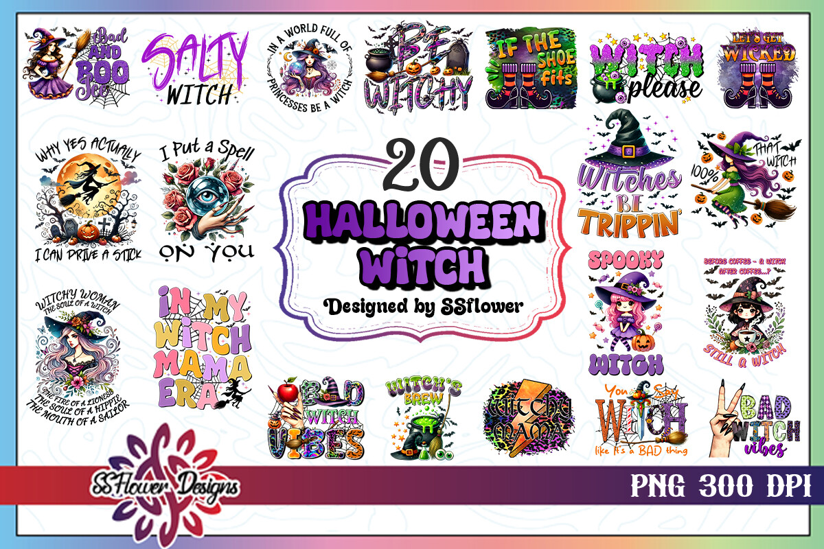Halloween Witch Sublimation Bundle Graphic by ssflower · Creative Fabrica