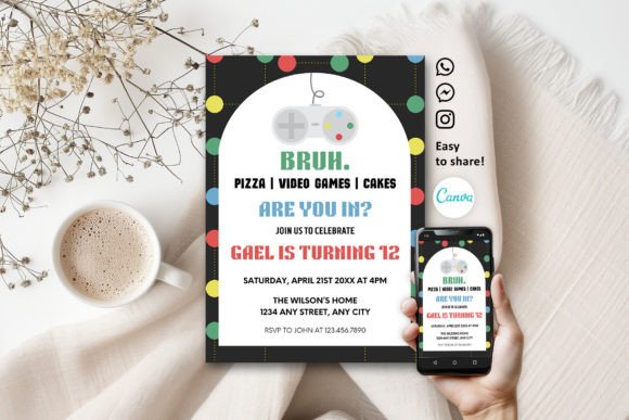 Retro Arcade Game Kids Birthday Invite
