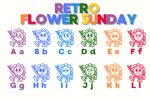 Retro Flower Sunday Font PNG with transparent background - Preview 1