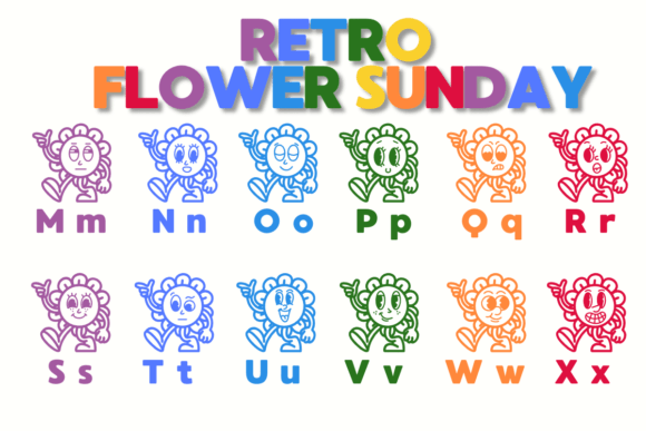 Retro Flower Sunday Font PNG with transparent background - Preview 2