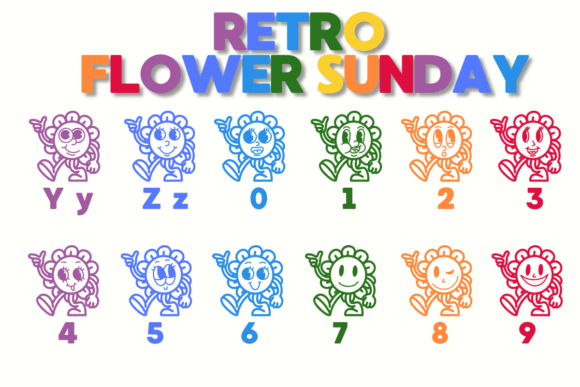Retro Flower Sunday Font PNG with transparent background - Preview 3