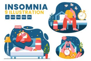 9 Insomnia Vector Illustration Graphic by denayunecf · Creative Fabrica