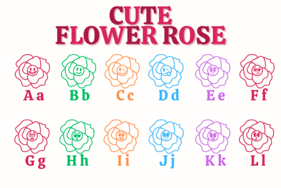 Cute Flower Rose Font PNG with transparent background - Preview 1