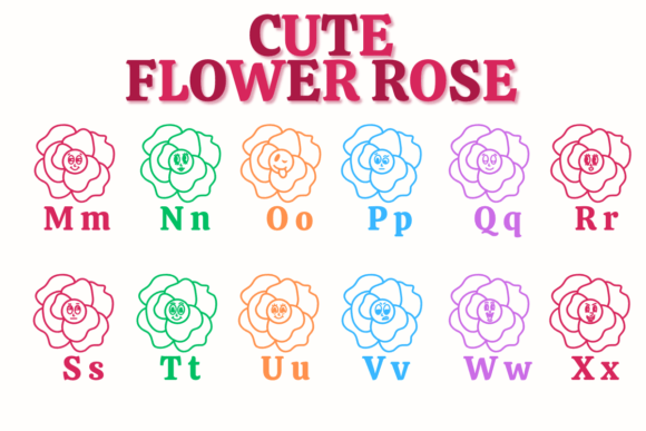 Cute Flower Rose Font PNG with transparent background - Preview 2