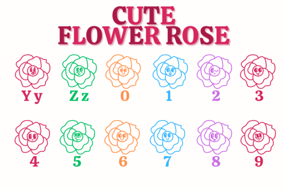 Cute Flower Rose Font PNG with transparent background - Preview 3