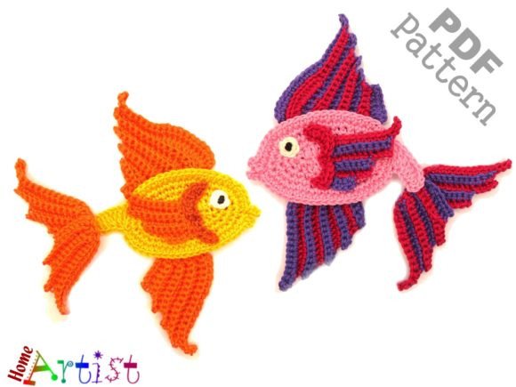 Fantail Fish Crochet Applique Pattern