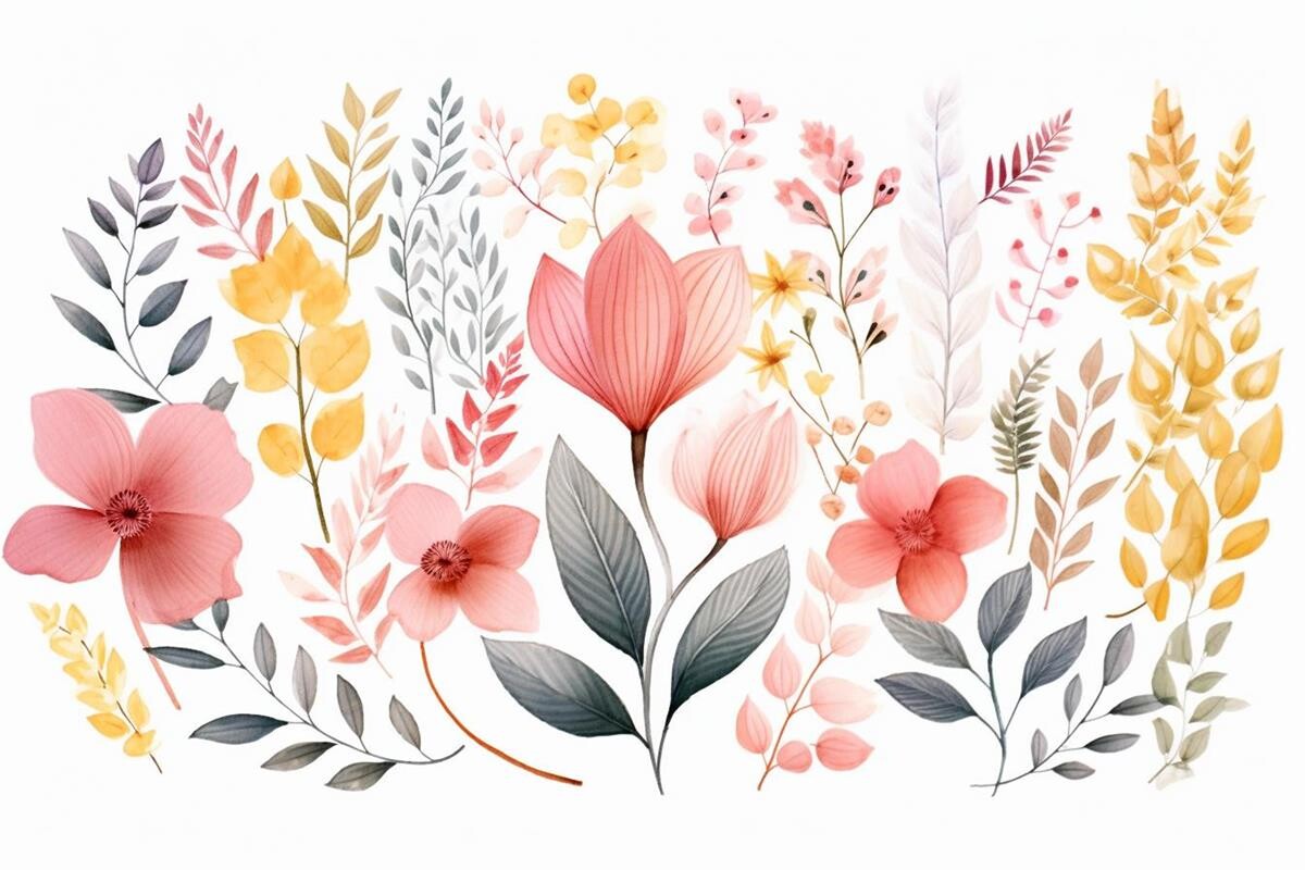 Floral Elements Foliage Art Graphic by Ranya Art Studio · Creative Fabrica